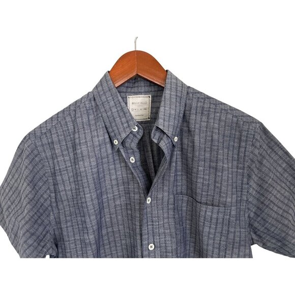 Billy Reid Kirby Short-Sleeve Micro-Plaid Slim Fit Button-Down Shirt Size Small - Picture 3 of 7